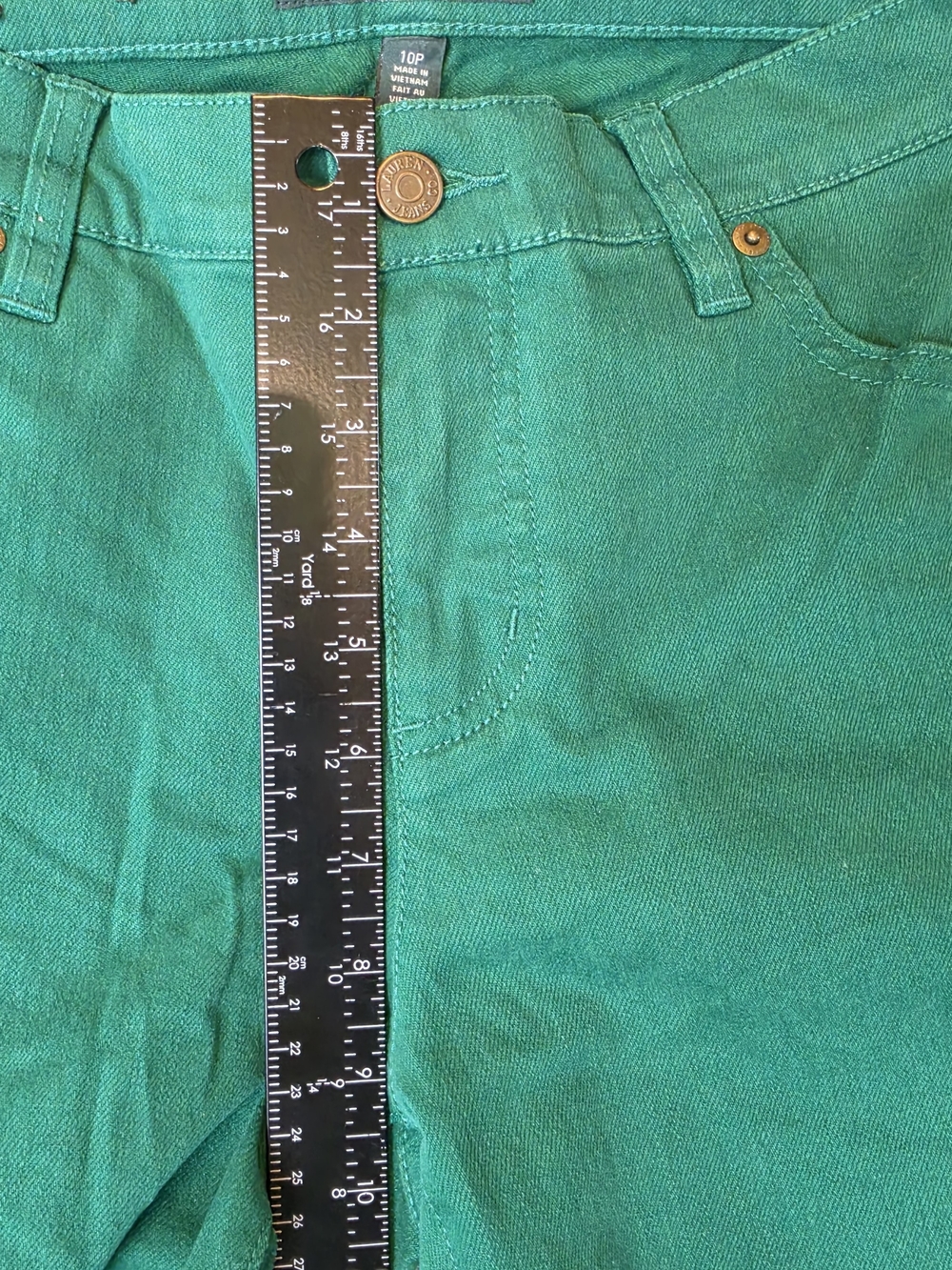 Lauren Ralph Lauren Modern Straight Jeans 10P Green Denim Preppy School Classic - Picture 5 of 11